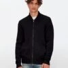 7 For All Mankind Wool Bomber Jacket In Black -Mod Cloth Store b3914b4f3e27920e88443509e614c42e