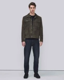 7 For All Mankind Modern Suede Trucker Jacket In Forest -Mod Cloth Store bc2b8fe41ffa0511dd75046fd5d66fb7