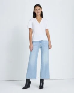 7 For All Mankind V-Neck Tee In White -Mod Cloth Store c9b3a30591ba735eb4417c940c92e99a