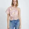 7 For All Mankind One Shoulder Silk Ruffle Blouse In Blush -Mod Cloth Store d30e47d92608f1ffec109ddf33928bf6