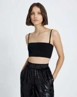 7 For All Mankind Zipper Bandeau Top In Black