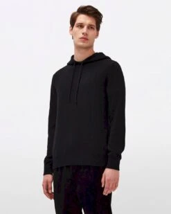 7 For All Mankind Cashmere Hoodie In Black