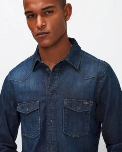 7 For All Mankind Stretch Tek Western Shirt In Elementary -Mod Cloth Store e89f0aa83c5c31e4d0701de64a56b7cd