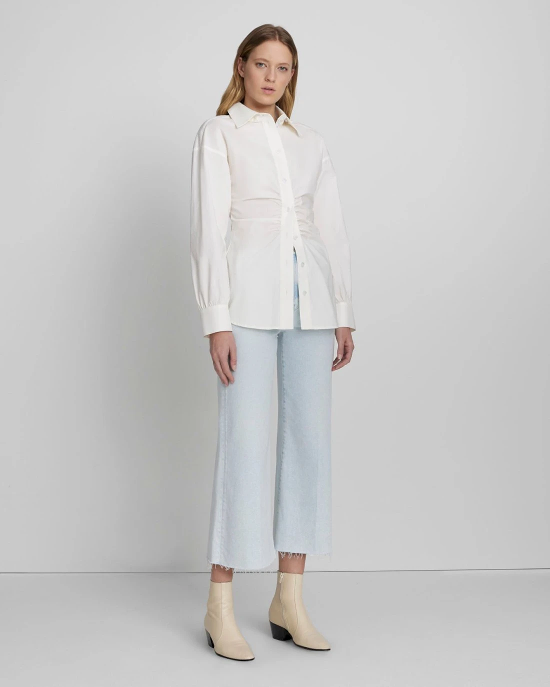 7 For All Mankind Cinched Waist Button Up Shirt In Antique White 4 7 For All Mankind Cinched Waist Button Up Shirt In Antique White - Image 2